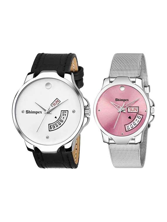 classic edge analog watch set of 2 