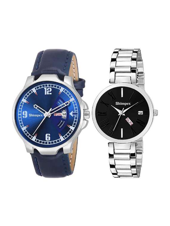 classic edge analog watch set of 2 