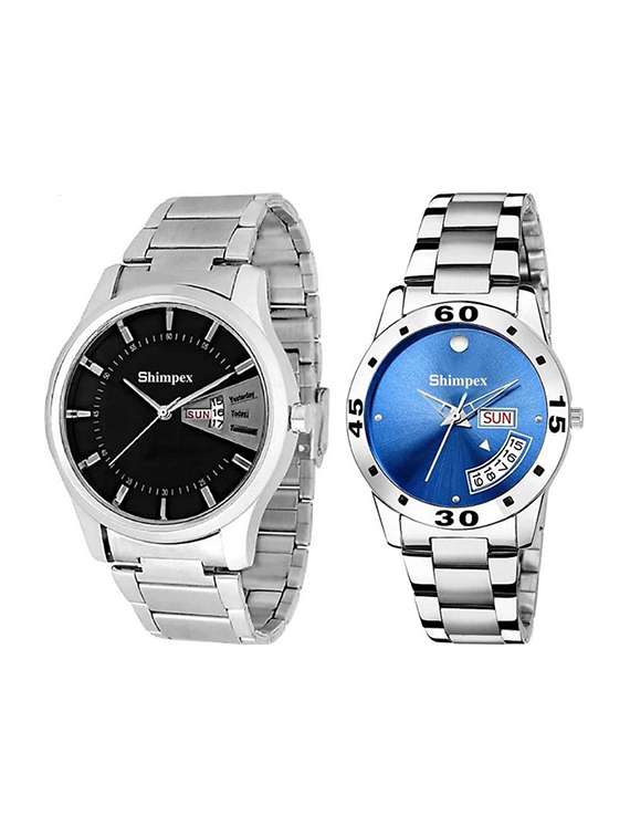 classic edge analog watch set of 2 