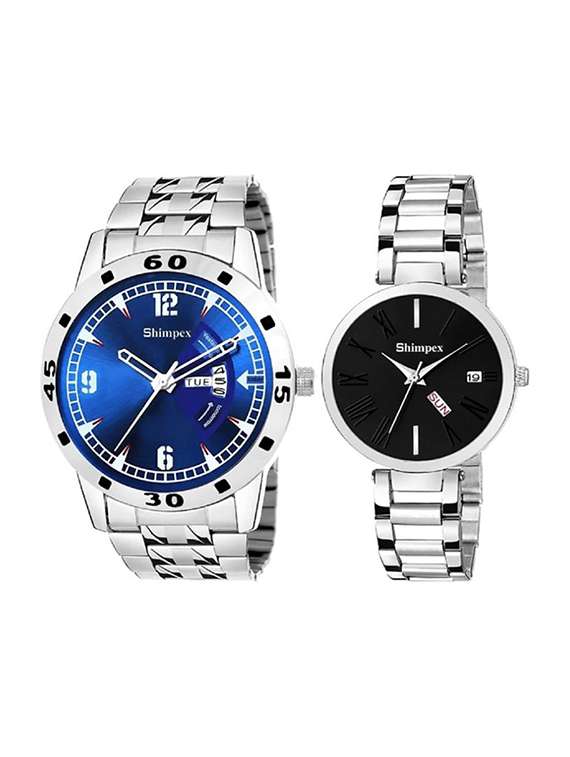 classic edge analog watch set of 2 