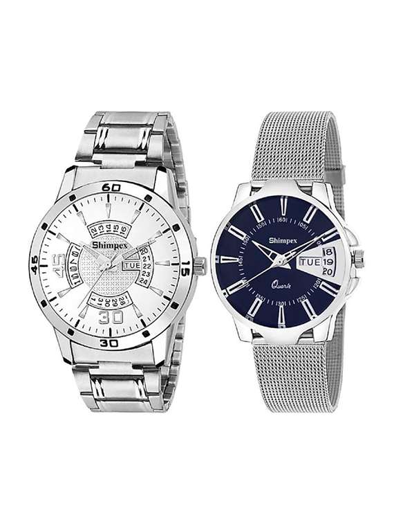classic edge analog watch set of 2 