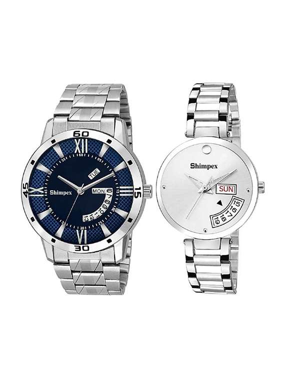 classic edge analog watch set of 2 