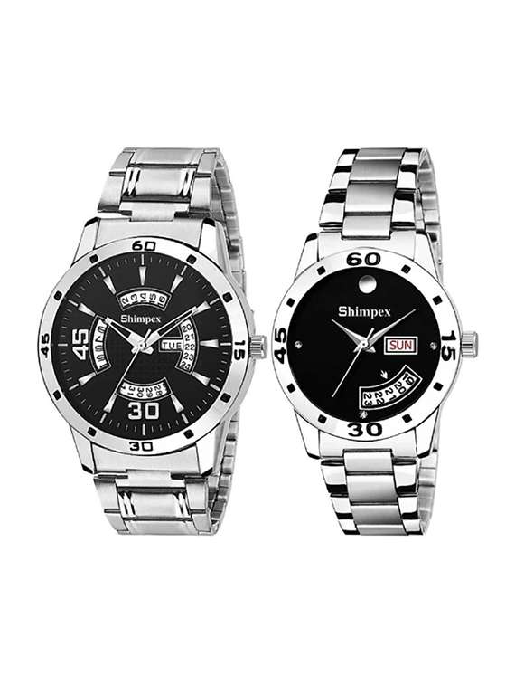 classic edge analog watch set of 2 