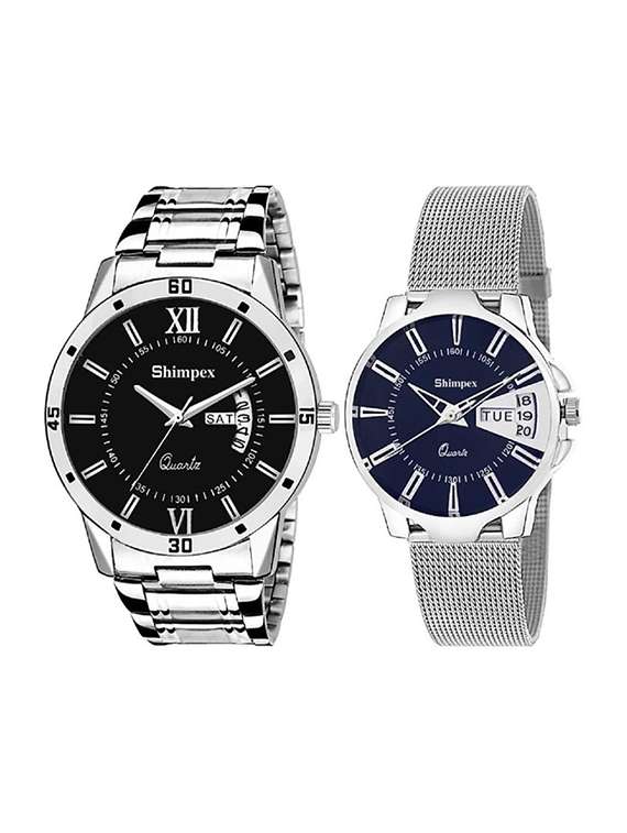 classic edge analog watch set of 2 