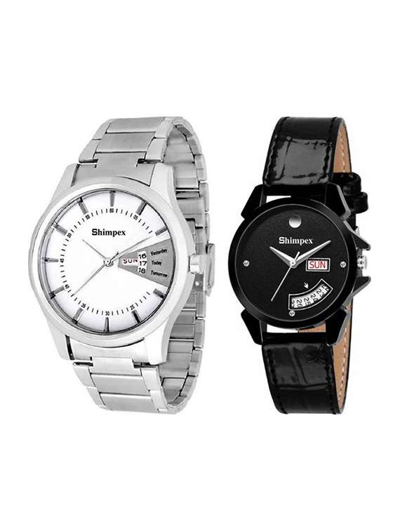 classic edge analog couple watch 