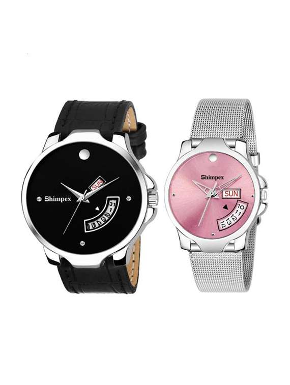 classic edge analog couple watch 