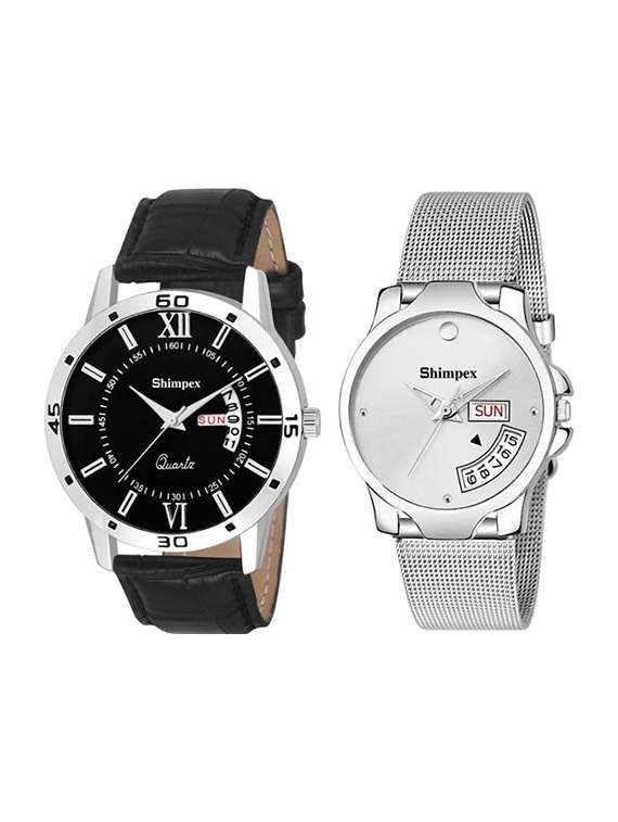classic edge analog couple watch 