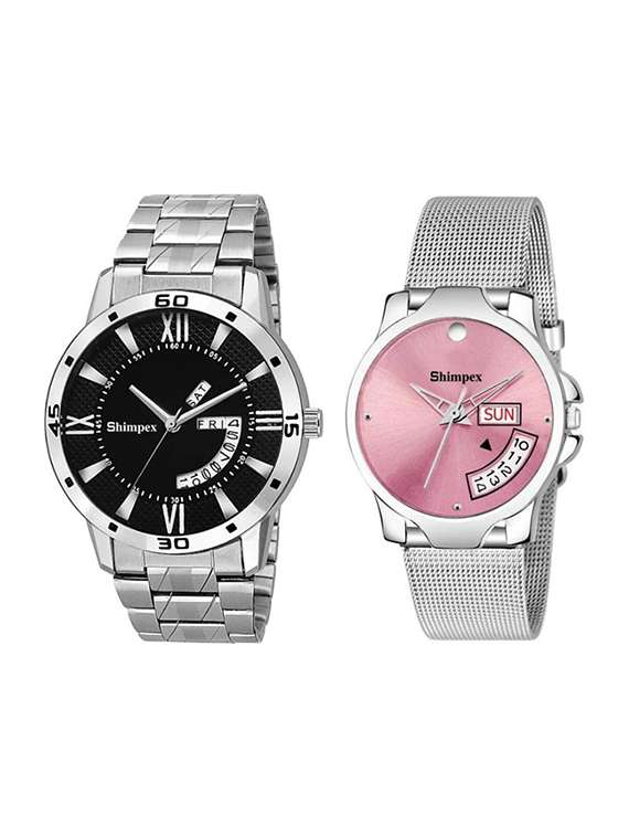 classic edge analog couple watch 