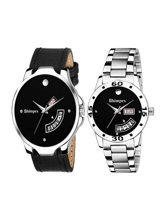 classic edge analog watch set of 2 