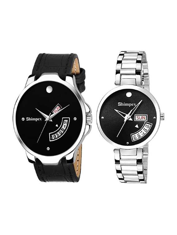 classic edge analog watch set of 2 