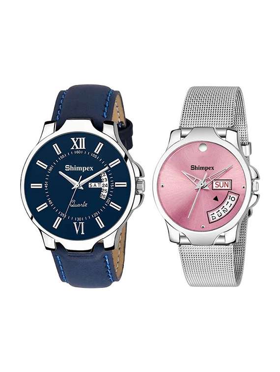 classic edge analog watch set of 2 