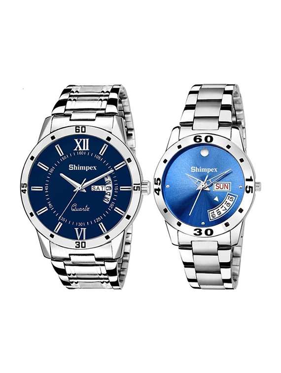 classic edge analog watch set of 2 