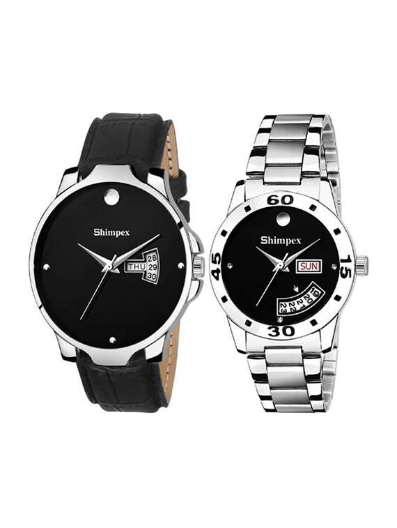 classic edge analog watch set of 2 