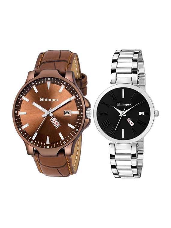 classic edge analog watch set of 2 