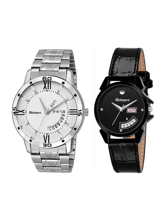 classic edge analog watch set of 2 