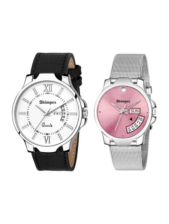 classic edge analog watch set of 2 