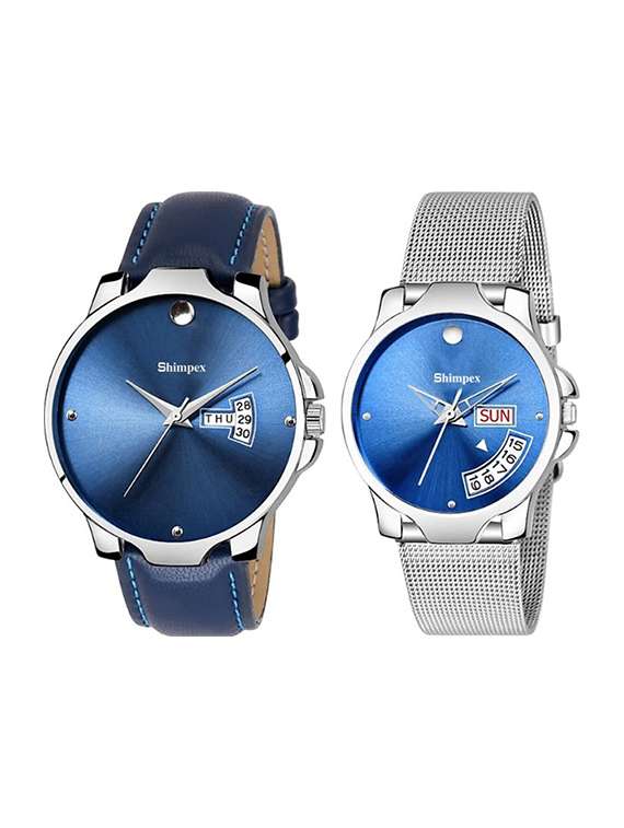 classic edge analog watch set of 2 
