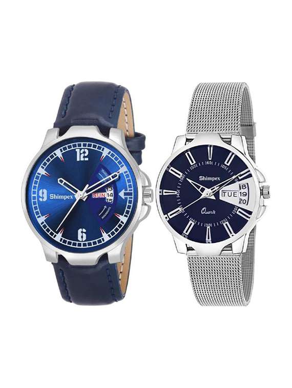 classic edge analog watch set of 2 