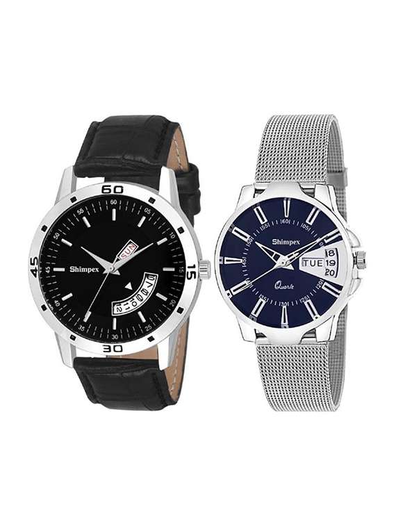 classic edge analog watch set of 2 