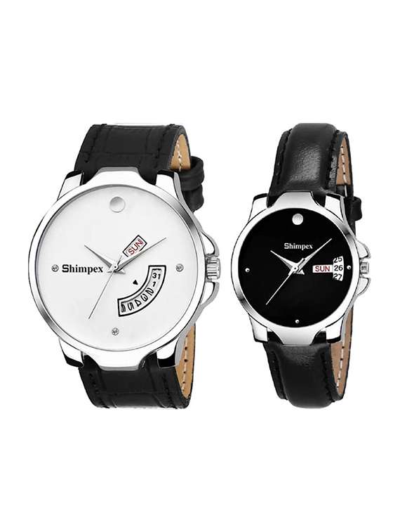 classic edge analog watch set of 2 