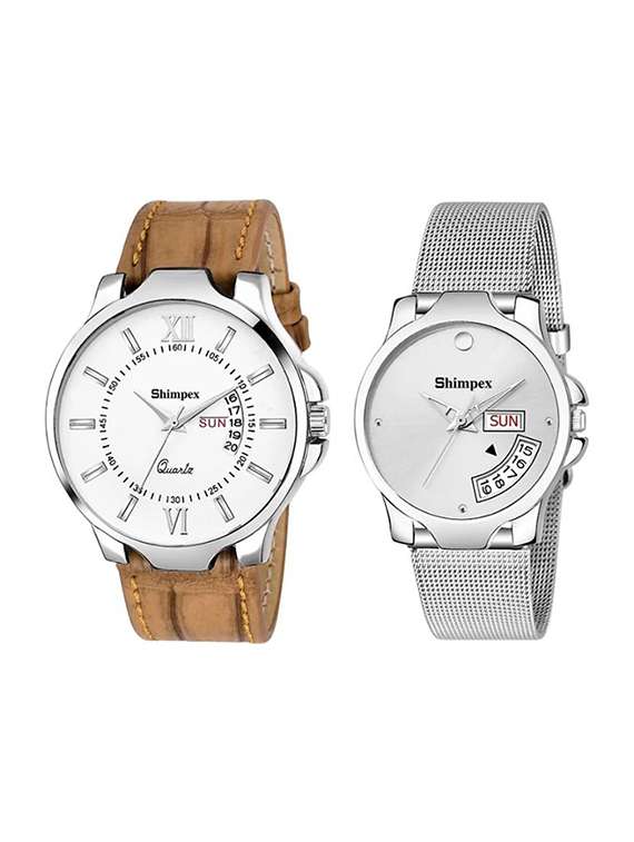 classic edge analog watch set of 2 