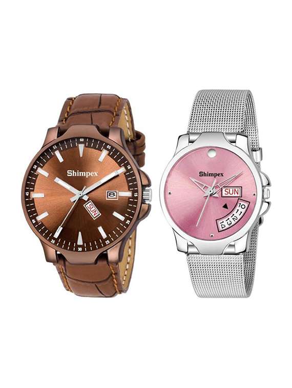 classic edge analog watch set of 2 