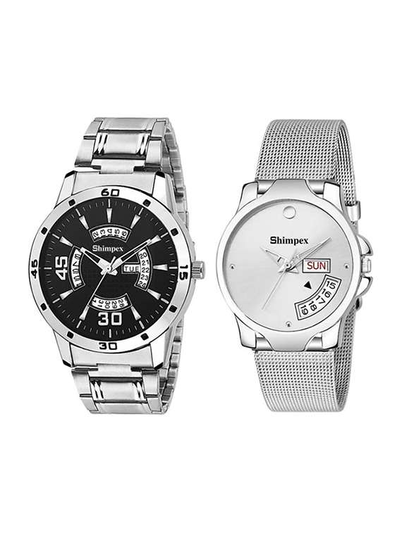 classic edge analog watch set of 2 