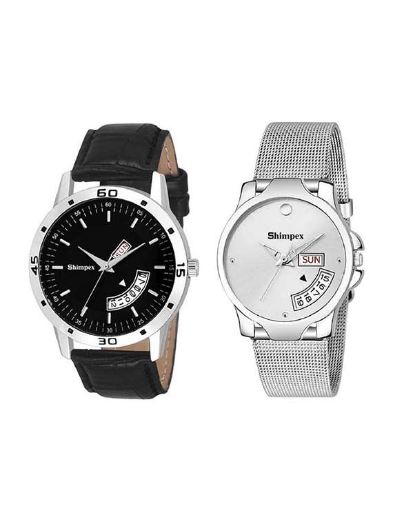 classic edge analog watch set of 2 