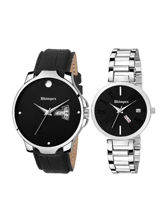 classic edge analog watch set of 2 