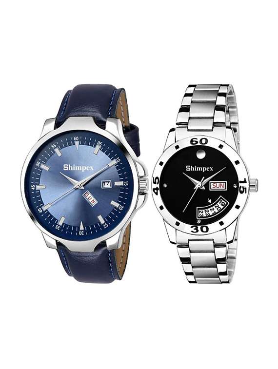 classic edge analog watch set of 2 