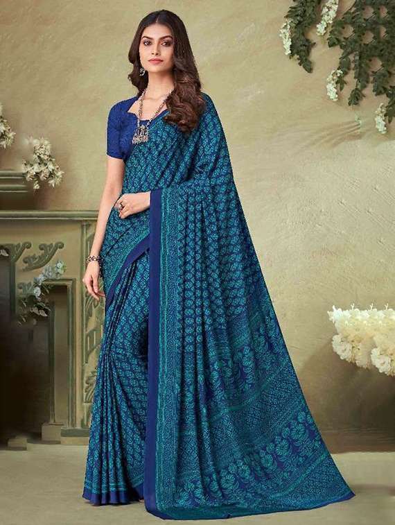 women printed casual wear saree with blouse