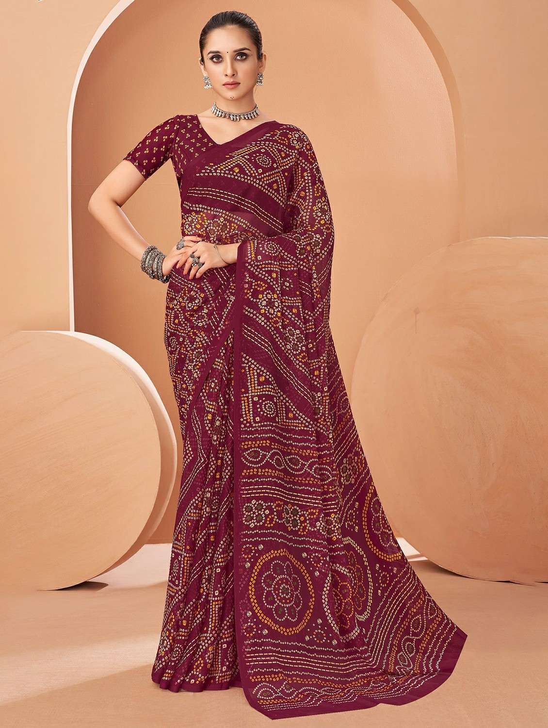 women printed casual wear saree with blouse