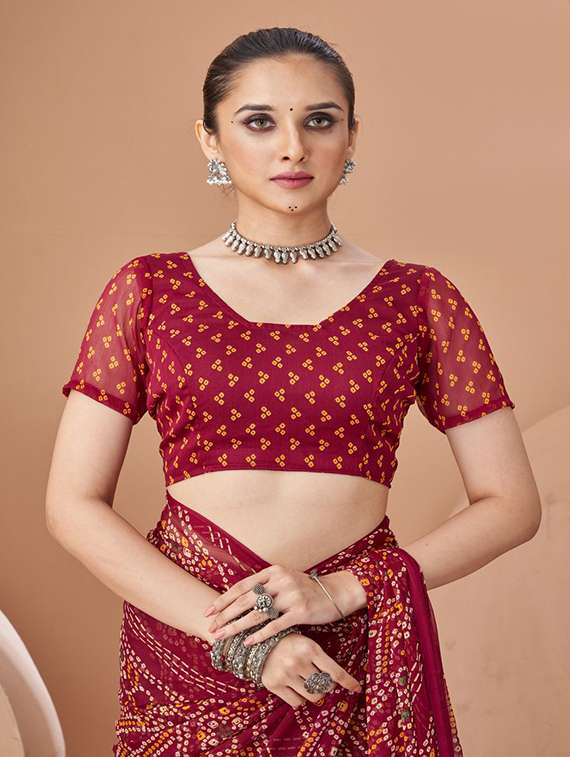 women printed casual wear saree with blouse - 22315723 -  Standard Image - 3