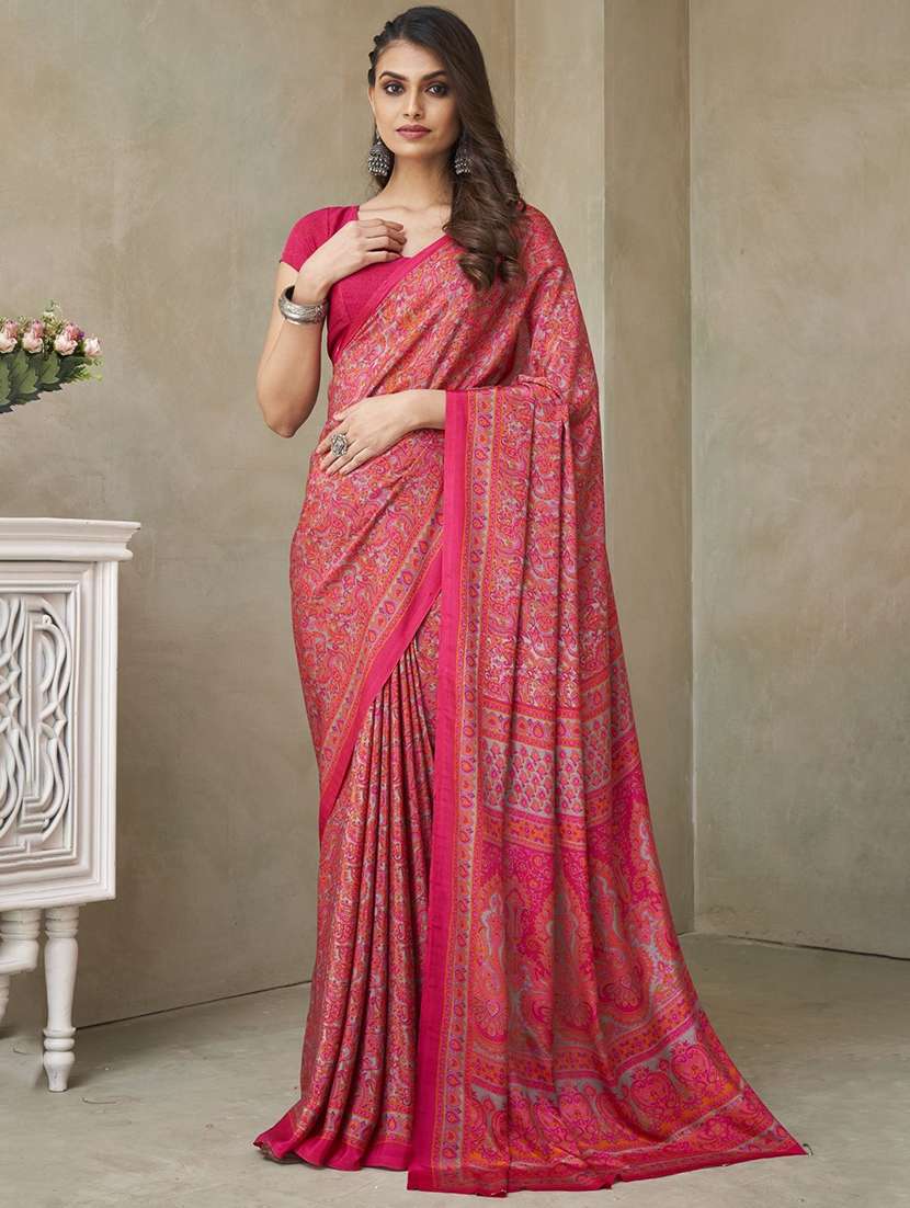 women printed casual wear saree with blouse