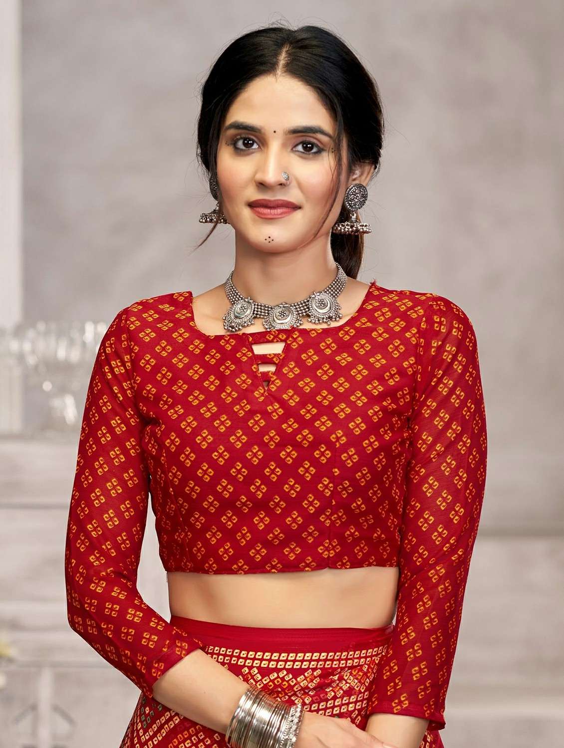 women printed casual wear saree with blouse - 22315732 -  Standard Image - 3