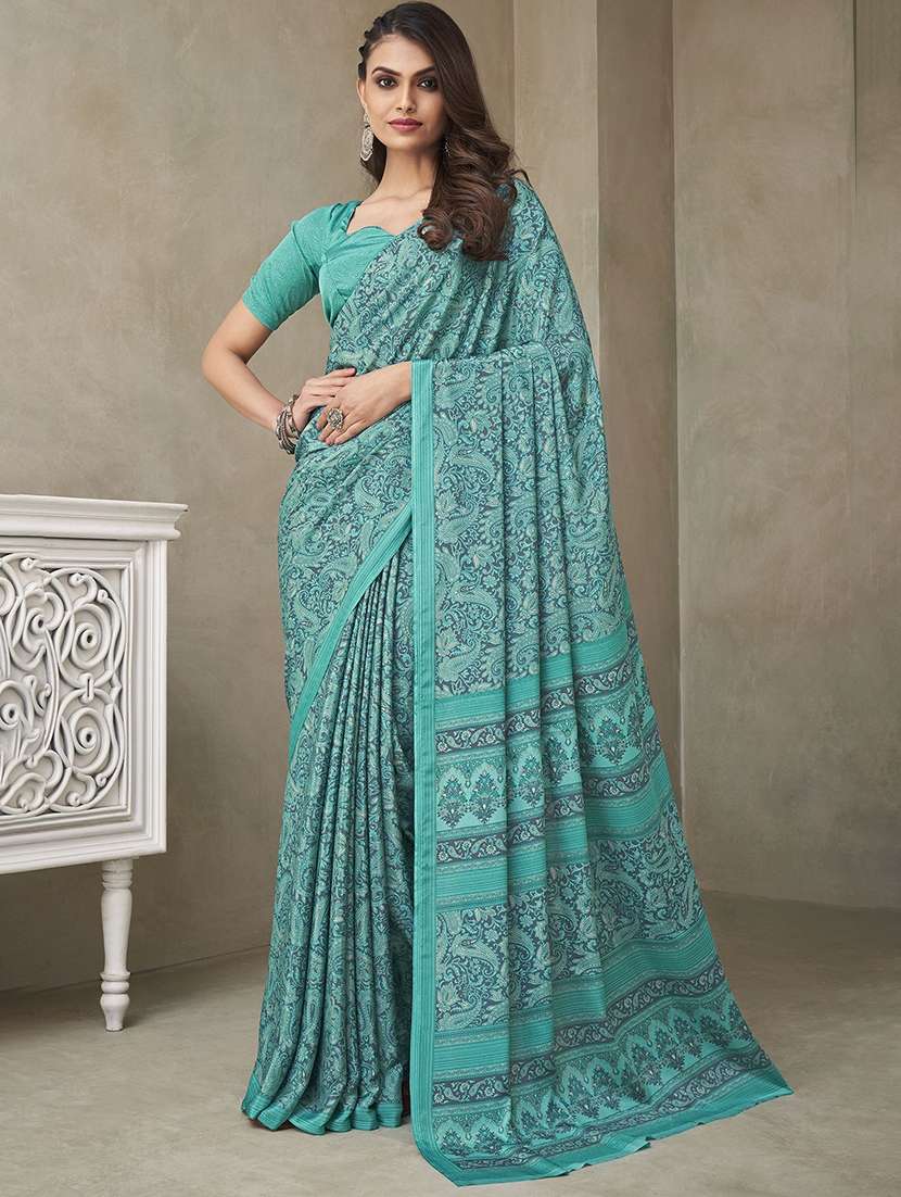 women printed casual wear saree with blouse