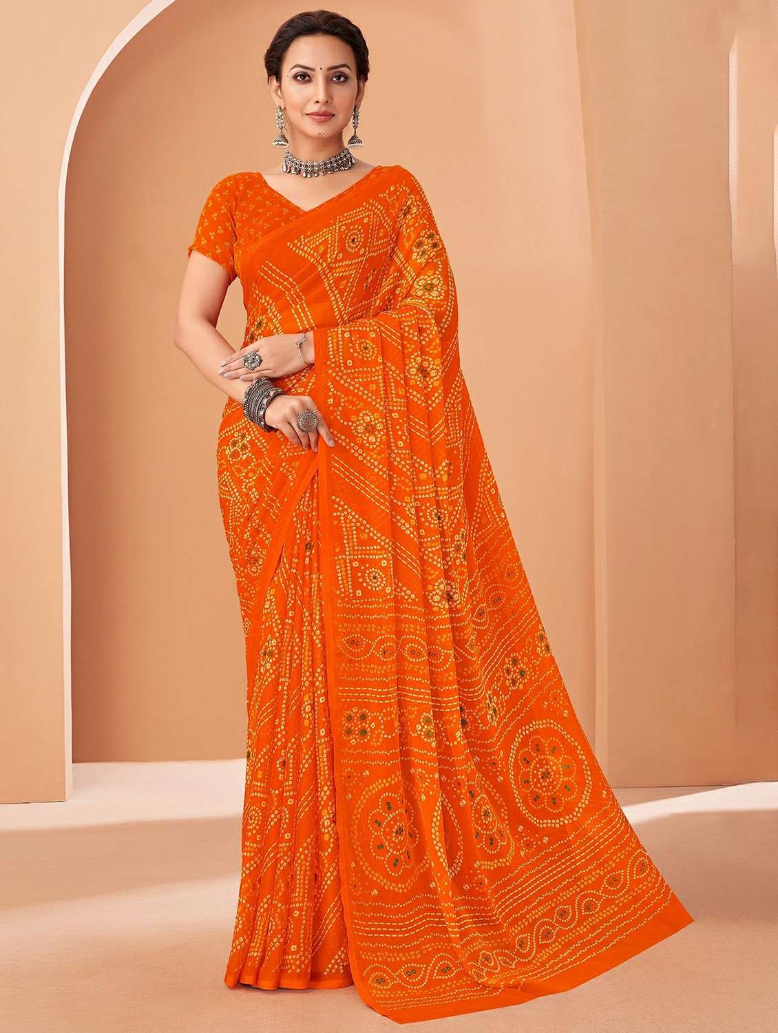 women printed casual wear saree with blouse