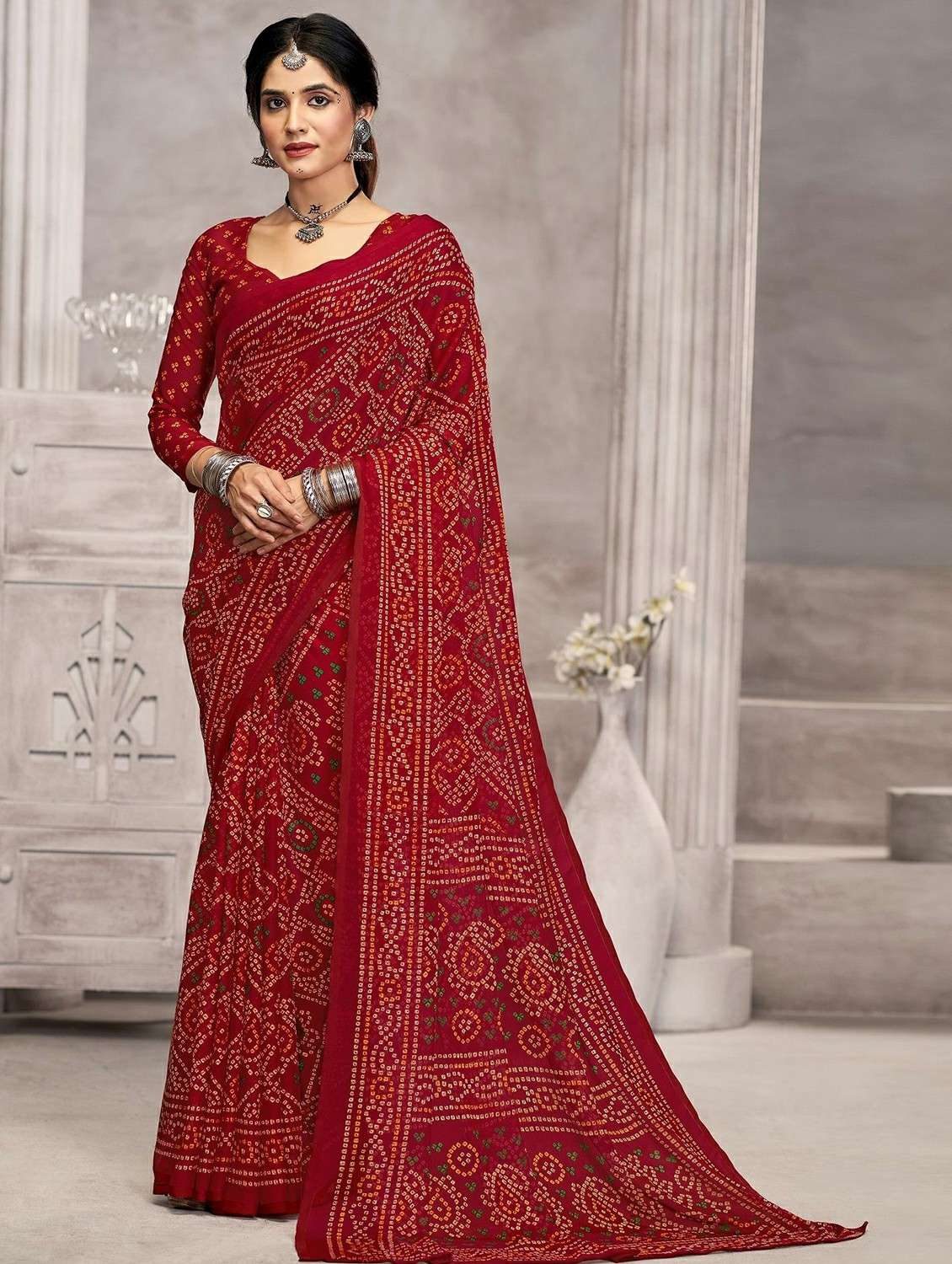 women printed casual wear saree with blouse
