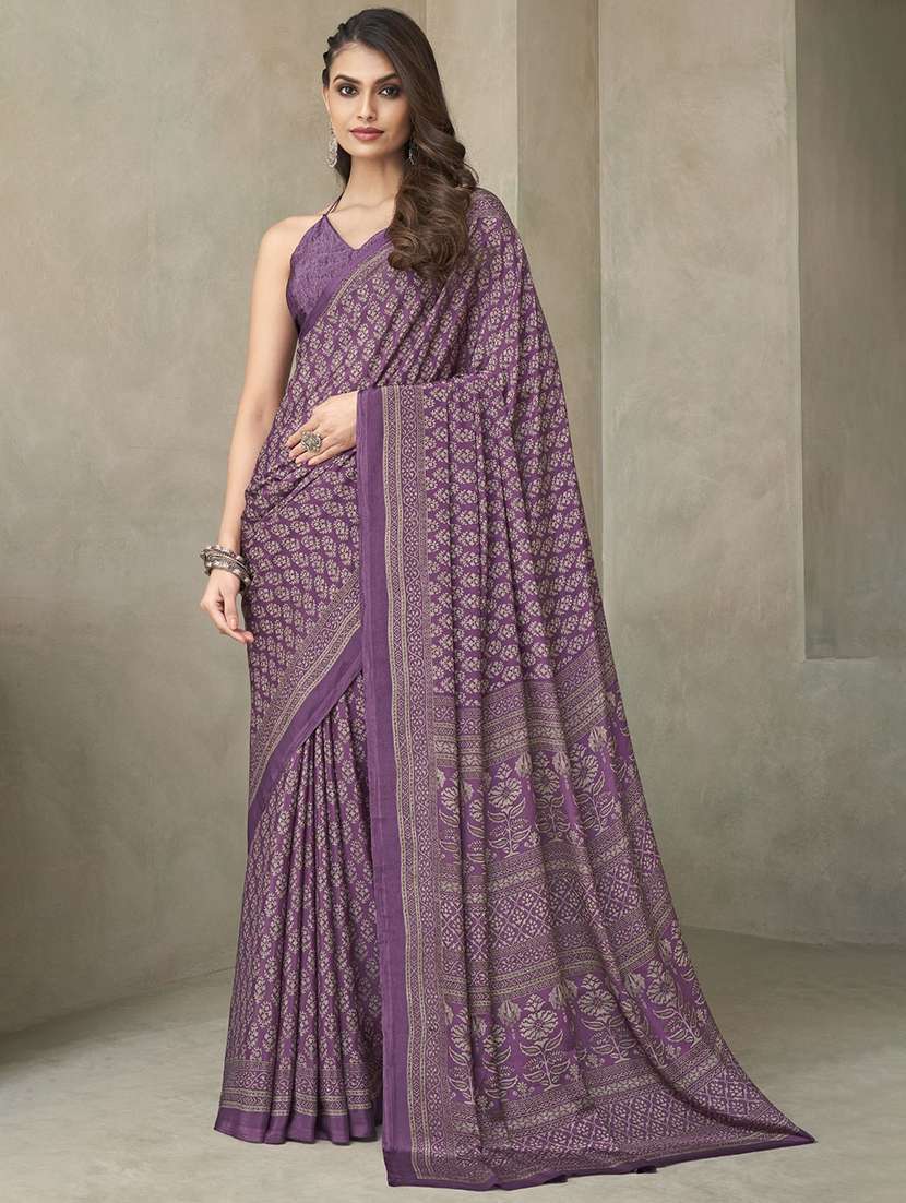 women printed casual wear saree with blouse