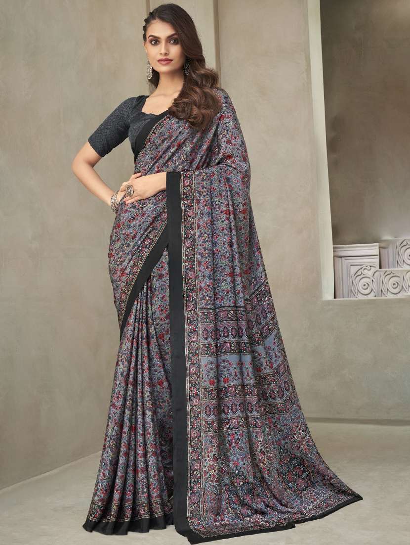 women printed casual wear saree with blouse