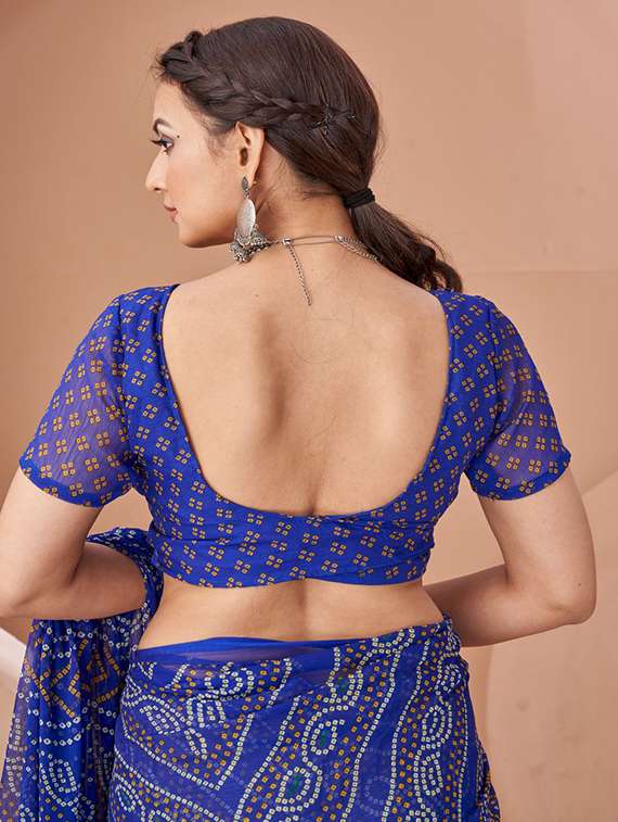 women printed casual wear saree with blouse - 22315769 -  Standard Image - 3