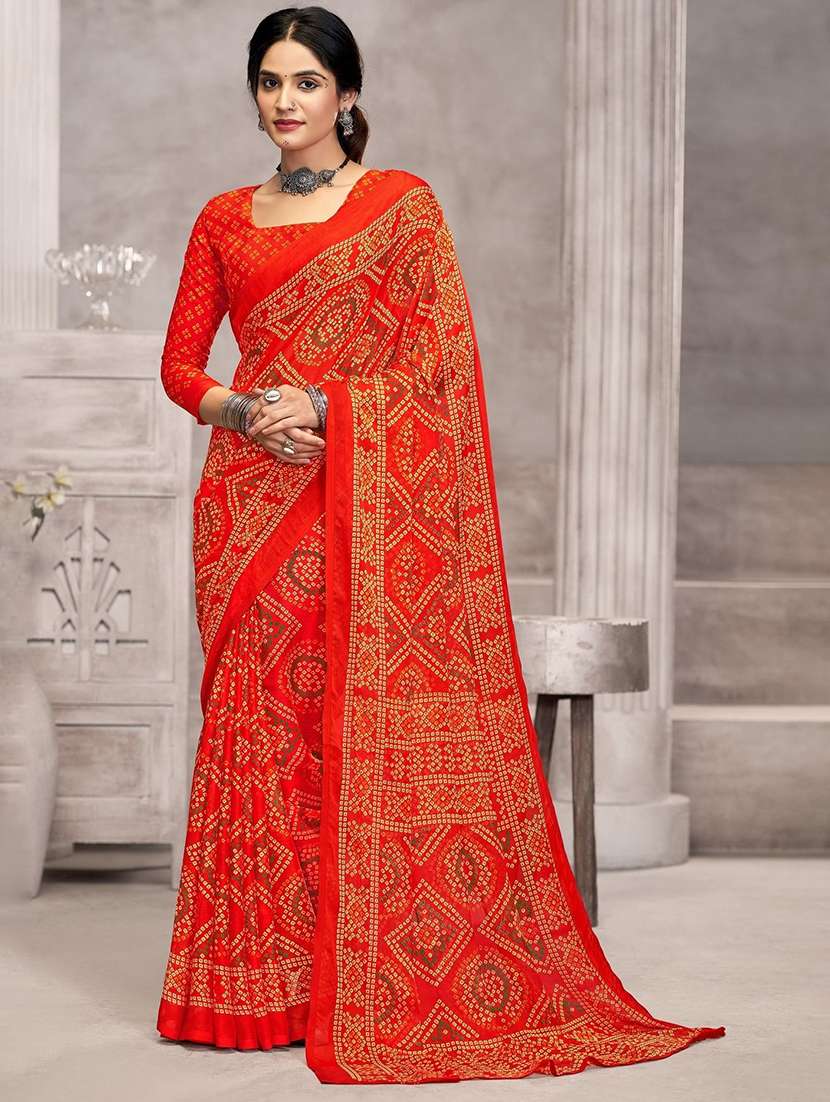 women printed casual wear saree with blouse