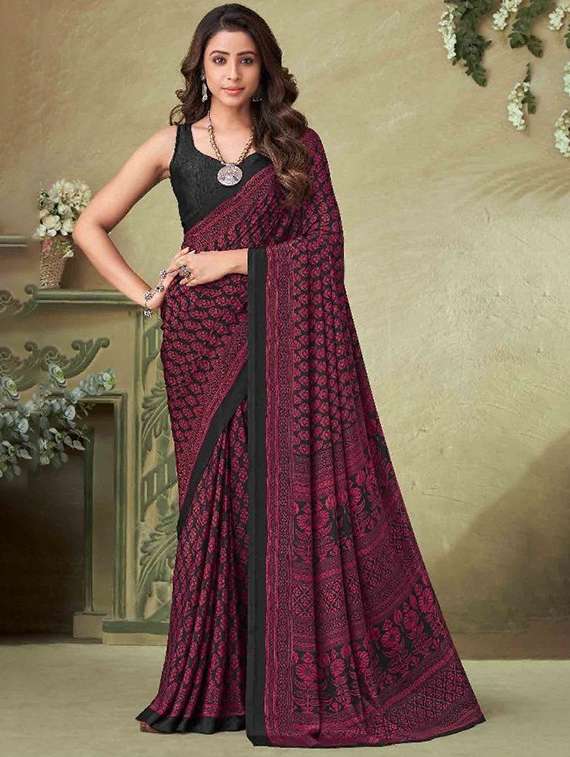 women printed casual wear saree with blouse