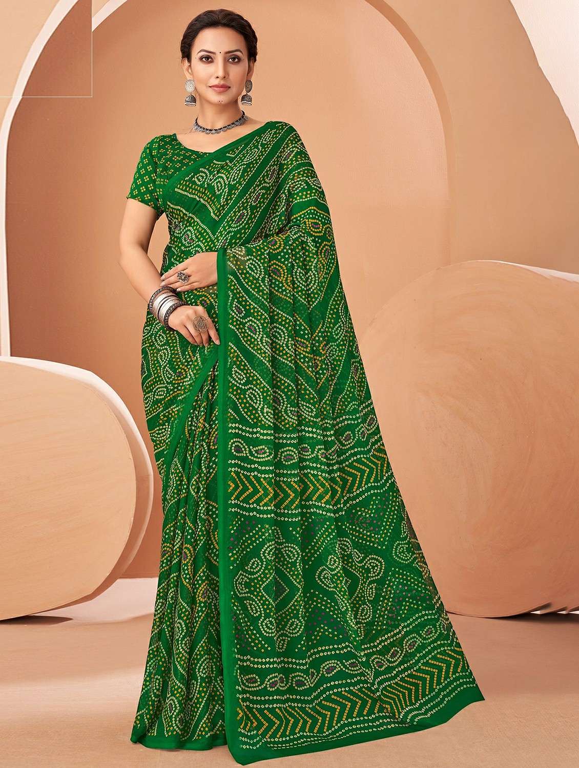 women printed casual wear saree with blouse
