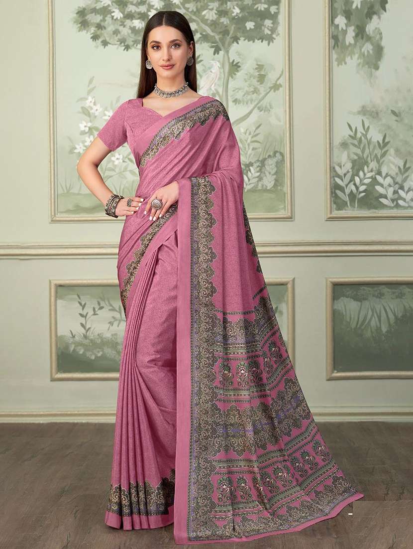 women printed casual wear saree with blouse