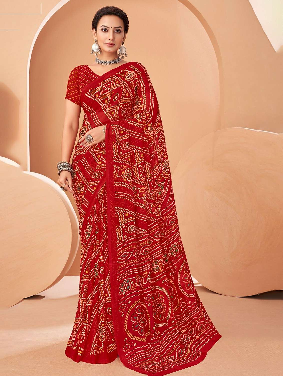 women printed casual wear saree with blouse