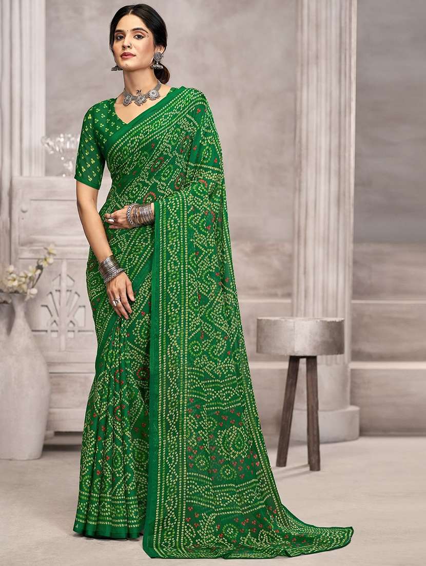 women printed casual wear saree with blouse