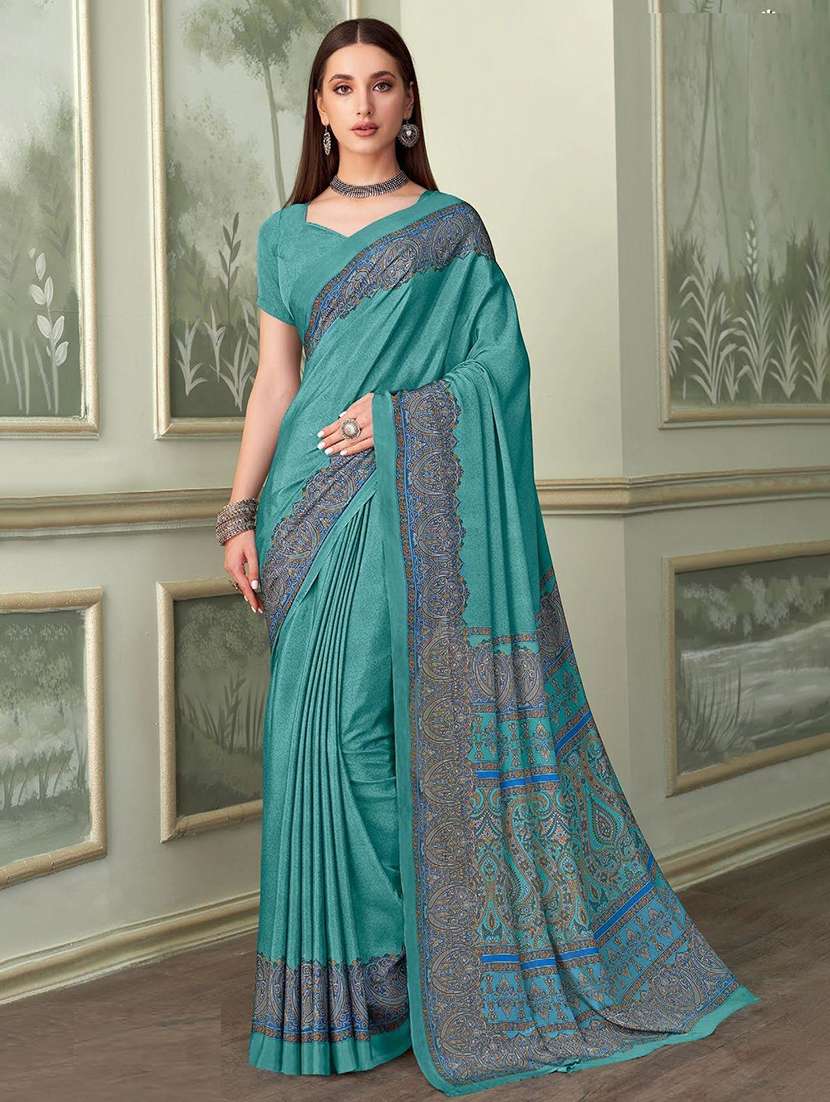 women printed casual wear saree with blouse