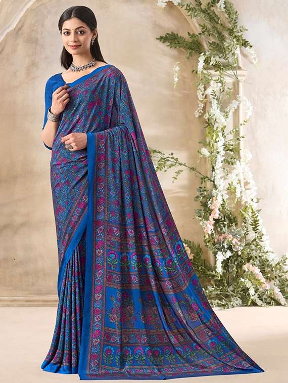 women printed casual wear saree with blouse