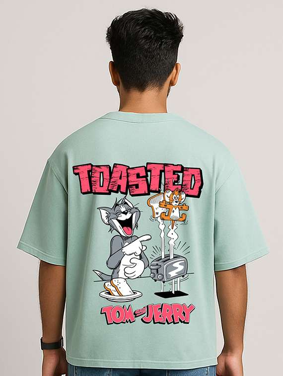 men front & back print short sleeve oversized t-shirt